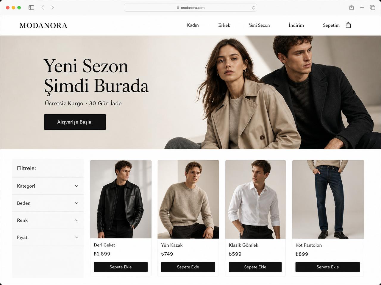 E-Ticaret — örnek web sitesi tasarımı